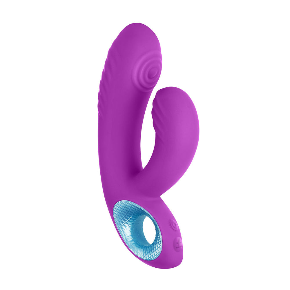 FemmeFunn Cora Rechargeable Silicone Thumping Dual Stimulation Vibrator Purple - Fantasies Boutique
