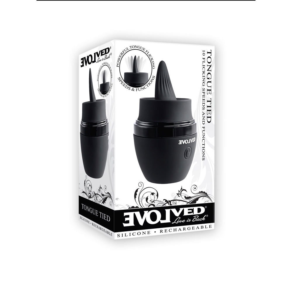 Evolved Tongue Tied Rechargeable Flicking Silicone Tongue Vibrator Black - Fantasies Boutique