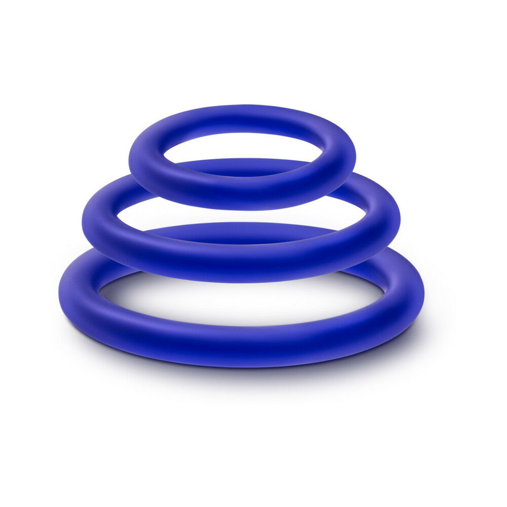Blush Performance VS4 Pure Premium Silicone Cockrings 3-Pack Set Indigo - Fantasies Boutique