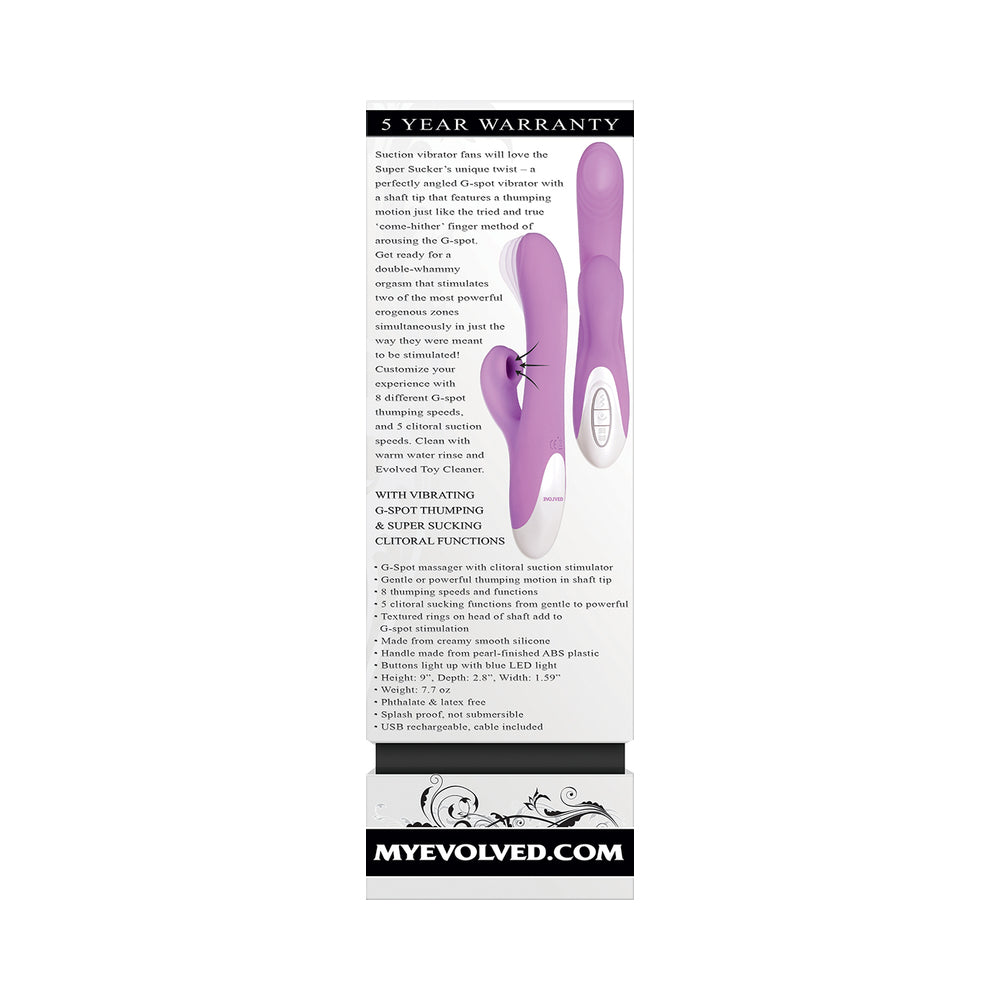 Evolved Super Sucker Rechargeable Thumping Suction Silicone Dual Stimulator Purple - Fantasies Boutique