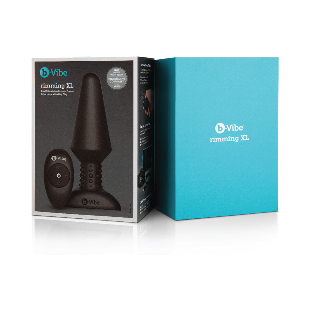 b-Vibe Rimming XL Rotating and Vibrating Remote Control Plug Black - Fantasies Boutique