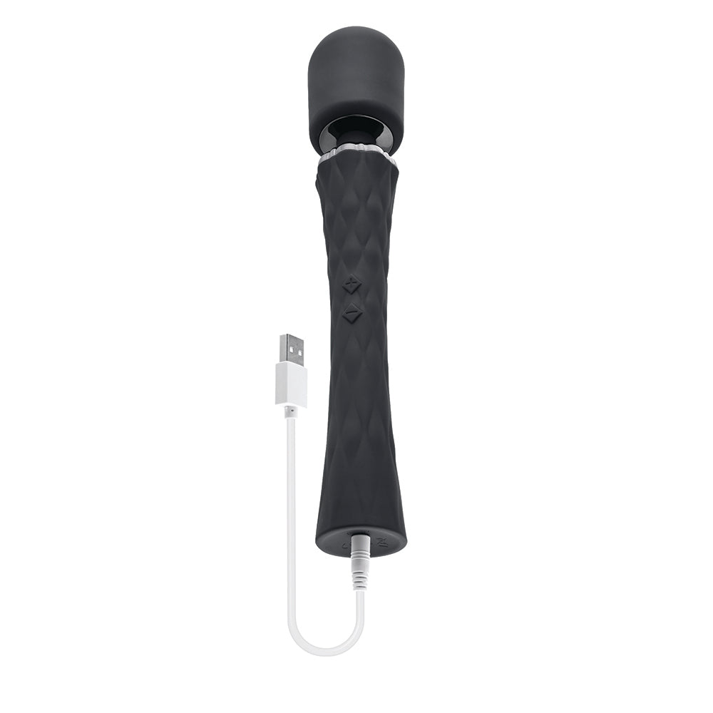 Playboy Royal Rechargeable Silicone Wand Vibrator Black - Fantasies Boutique