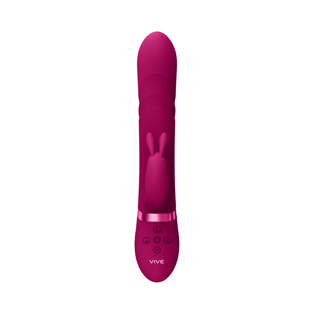 VIVE NARI Rechargeable Silicone G-Spot Rabbit Vibrator with Rotating Beads Pink - Fantasies Boutique