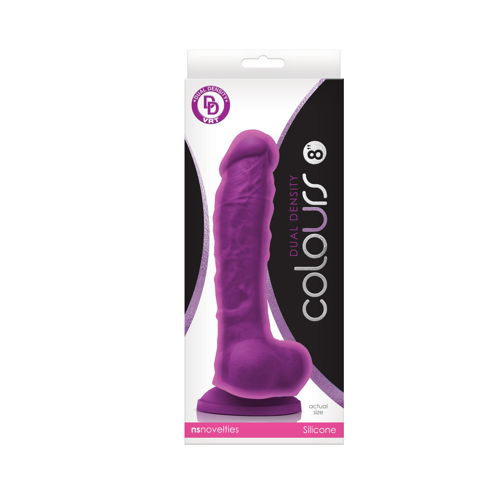 Colours Dual Density 8 in. Dildo Purple - Fantasies Boutique