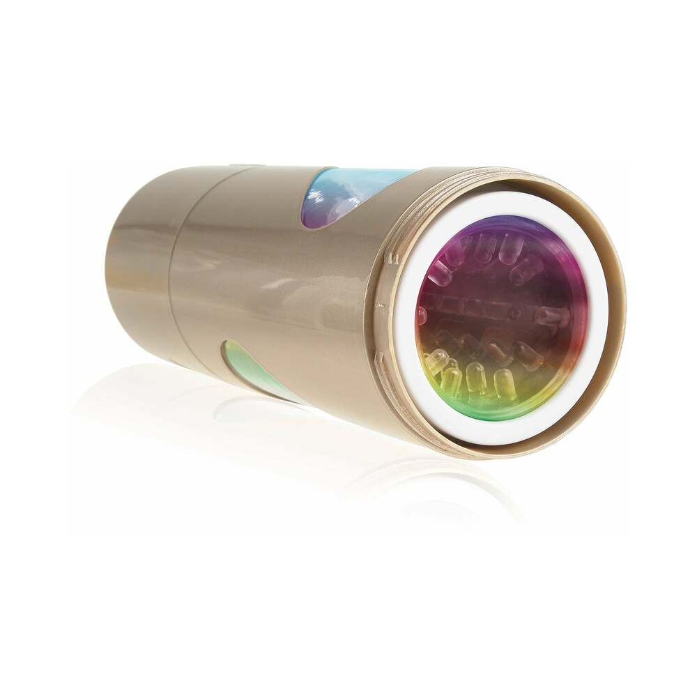 PDX Rechargeable Roto-Bator Ass Light-Up Rotating Stroker Clear/Gold - Fantasies Boutique