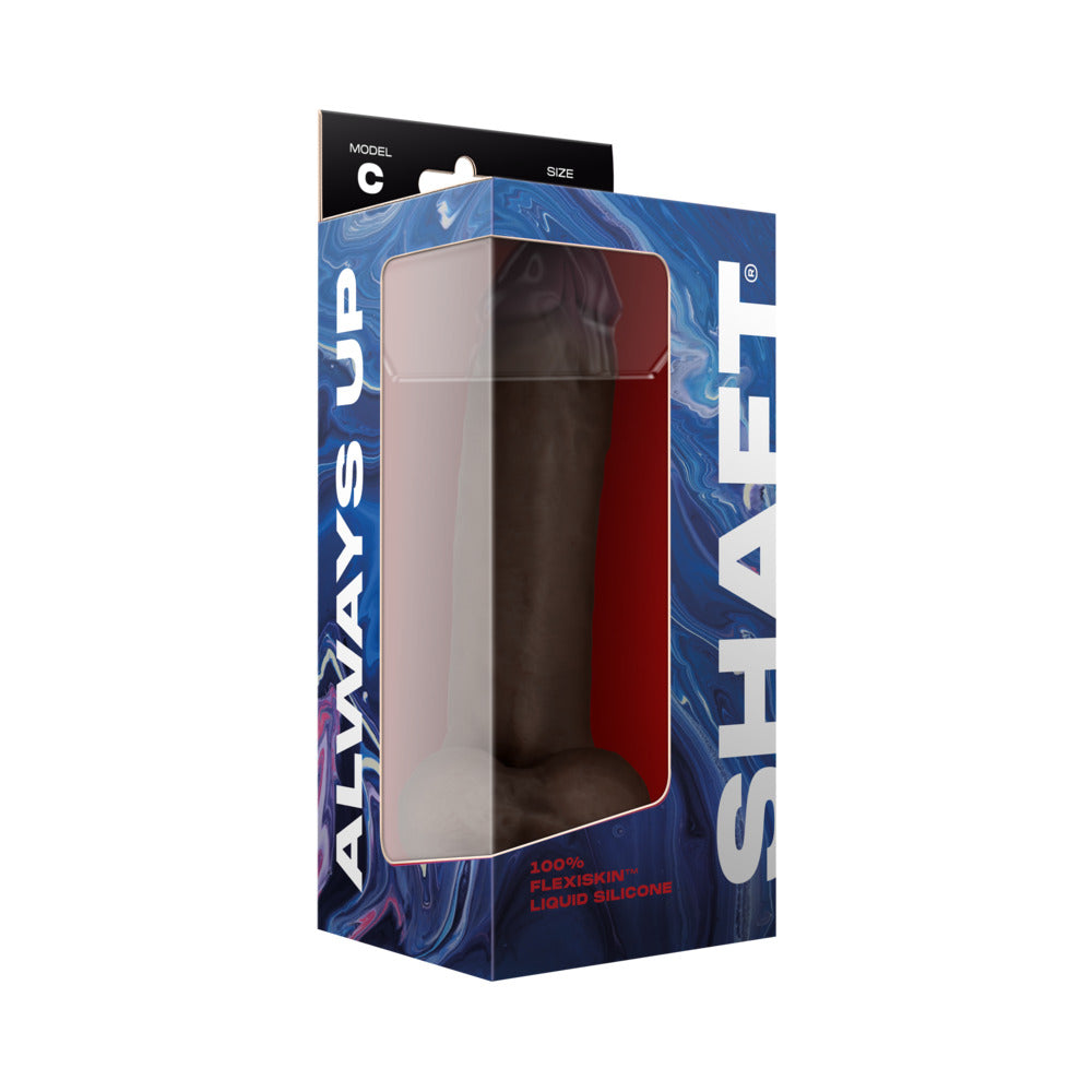 Shaft Model C: 9.5 in. Dual Density Silicone Dildo with Balls Mahogany - Fantasies Boutique