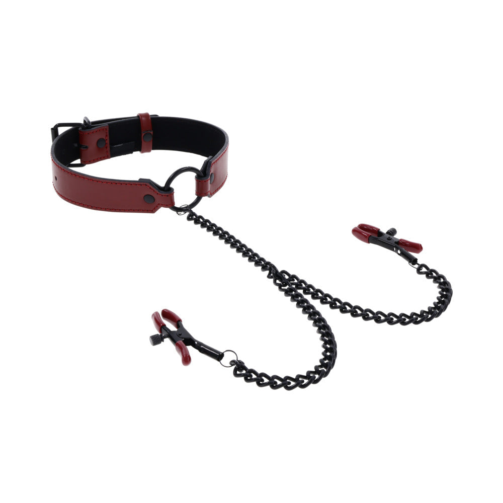 Sportsheets Saffron Collar with Nipple Clamps - Fantasies Boutique