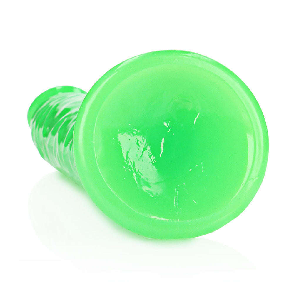 RealRock Glow in the Dark Slim 11 in. Dildo Neon Green - Fantasies Boutique