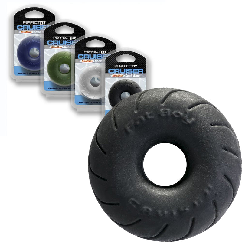 Perfect Fit Cruiser Cock Ring Black - Fantasies Boutique