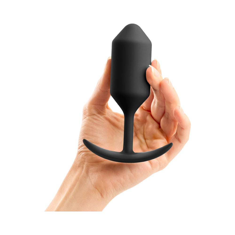 b-Vibe Snug Plug 3 Weighted Silicone Anal Plug Black - Fantasies Boutique