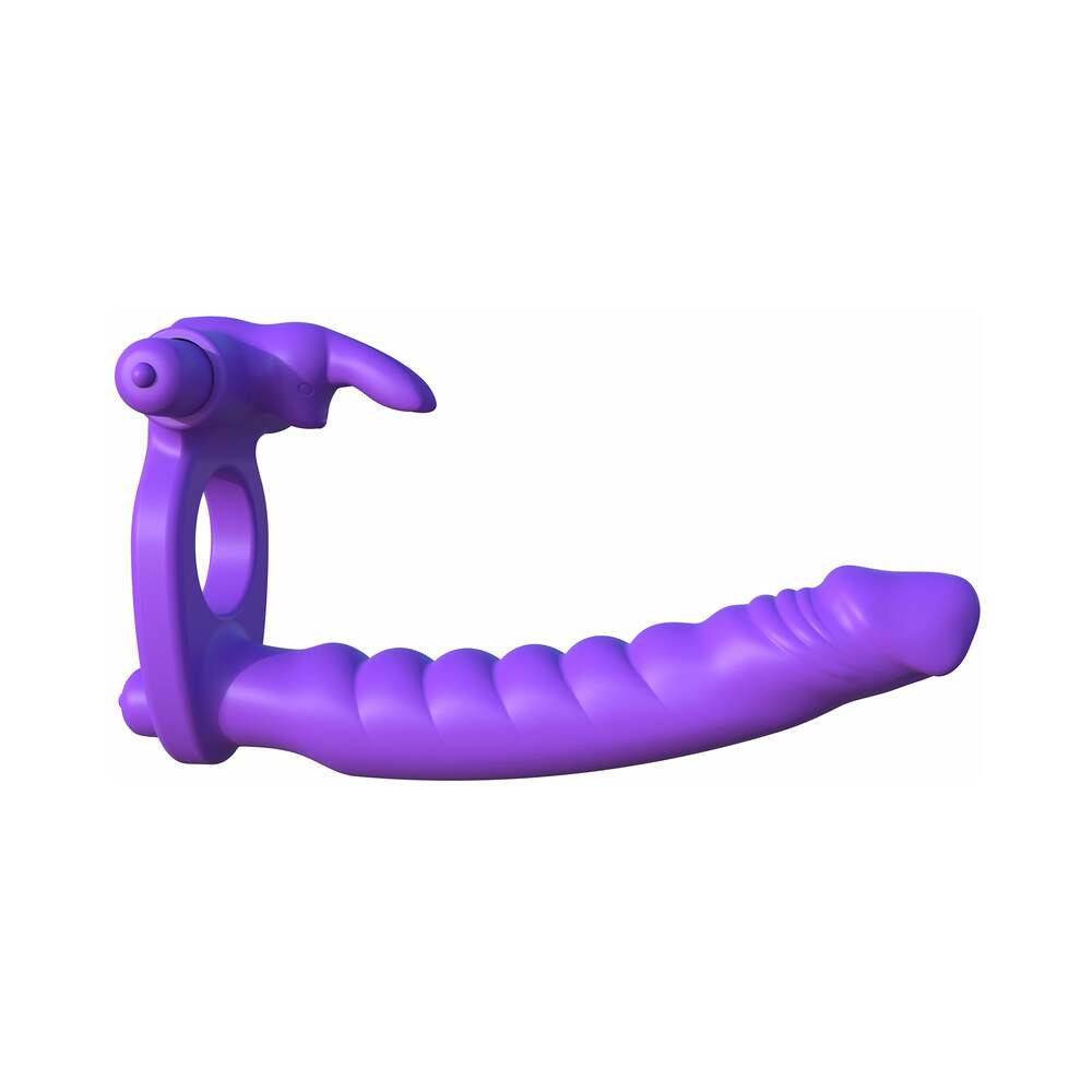 Fantasy C-Ringz Double Penetrator Vibrating Rabbit Dual Entry Cockring Purple - Fantasies Boutique