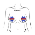 Pastease Vibrant Retro Stripes on Blue Petal Breast Pasties