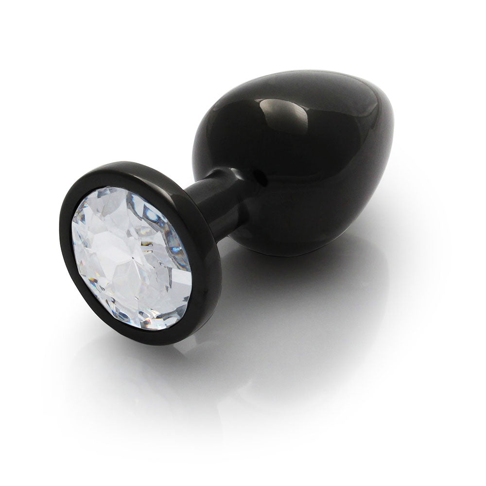 Ouch! Round Gem Butt Plug Medium Gunmetal/Diamond
