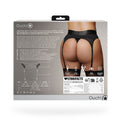 Ouch! Vibrating Strap-on Thong with Adjustable Garters Black XL/2XL - Fantasies Boutique