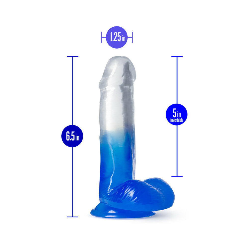 B Yours Stella Blue 6 in. Dildo with Balls Blue
