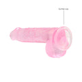 RealRock Crystal Clear Realistic 6 in. Dildo With Balls and Suction Cup Pink - Fantasies Boutique
