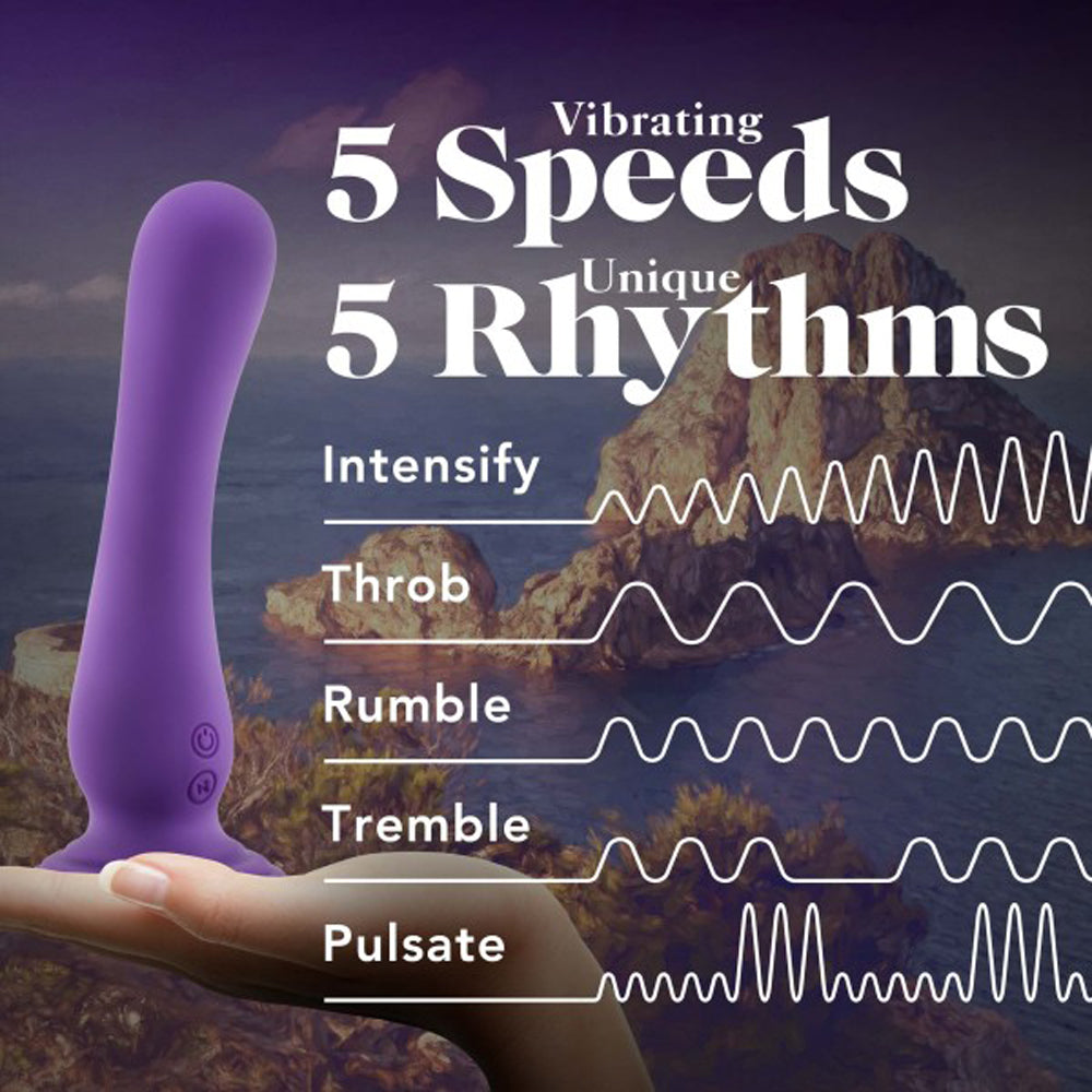 Impressions Ibiza Rechargeable Silicone 7.75 in. Vibrating Dildo with Suction Cup Plum - Fantasies Boutique