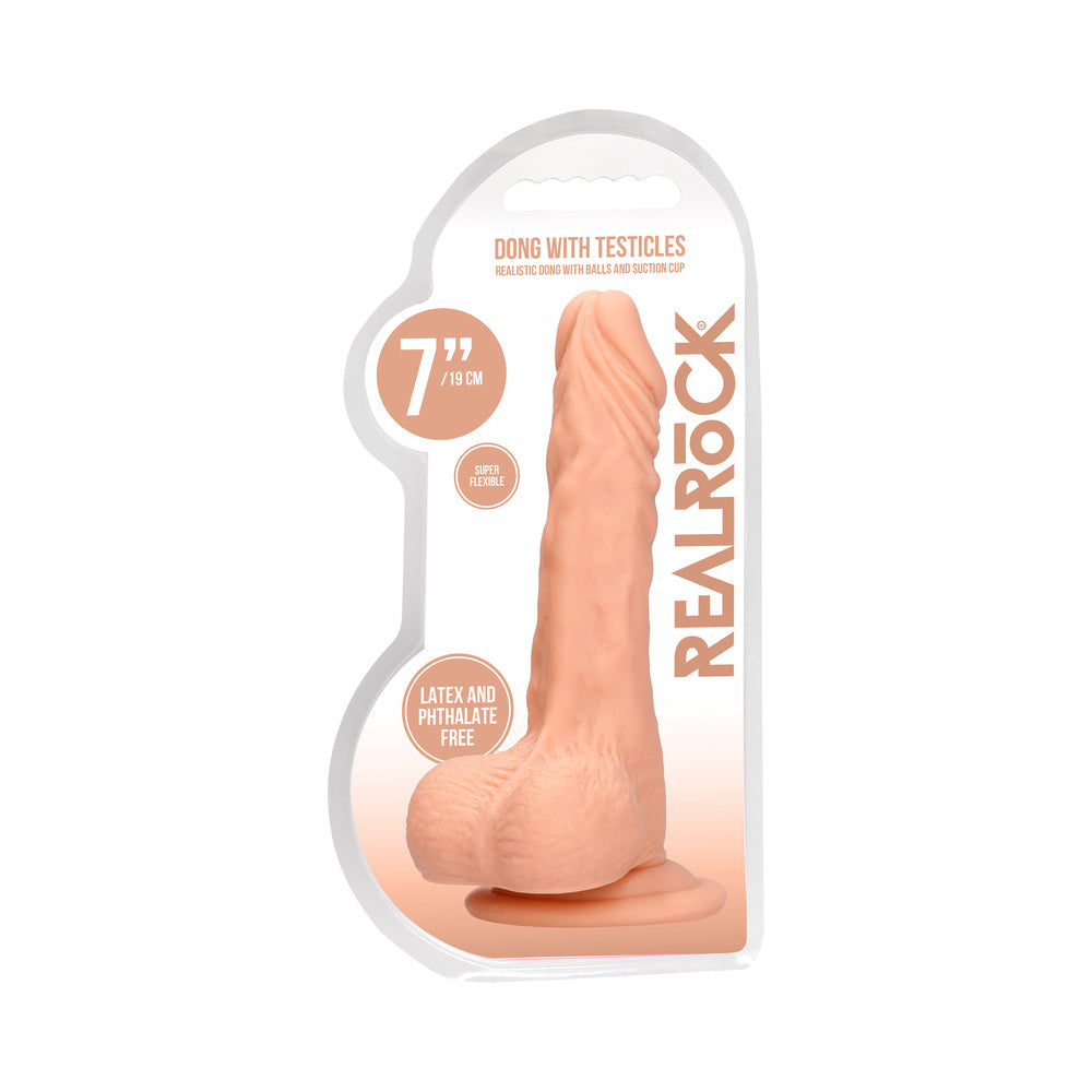 RealRock Realistic 7 in. Dildo With Balls and Suction Cup Beige - Fantasies Boutique