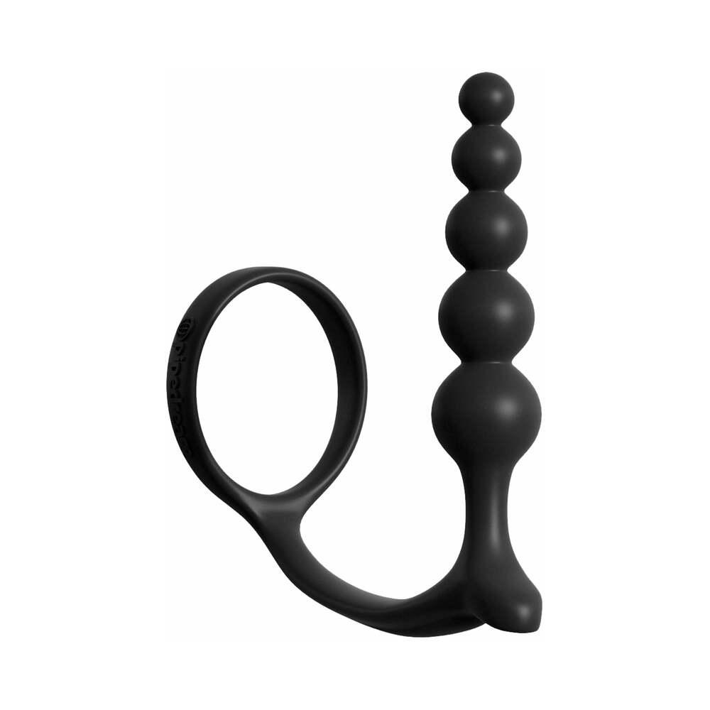 Pipedream Anal Fantasy Collection Silicone Ass-Gasm Cockring Anal Beads Black - Fantasies Boutique