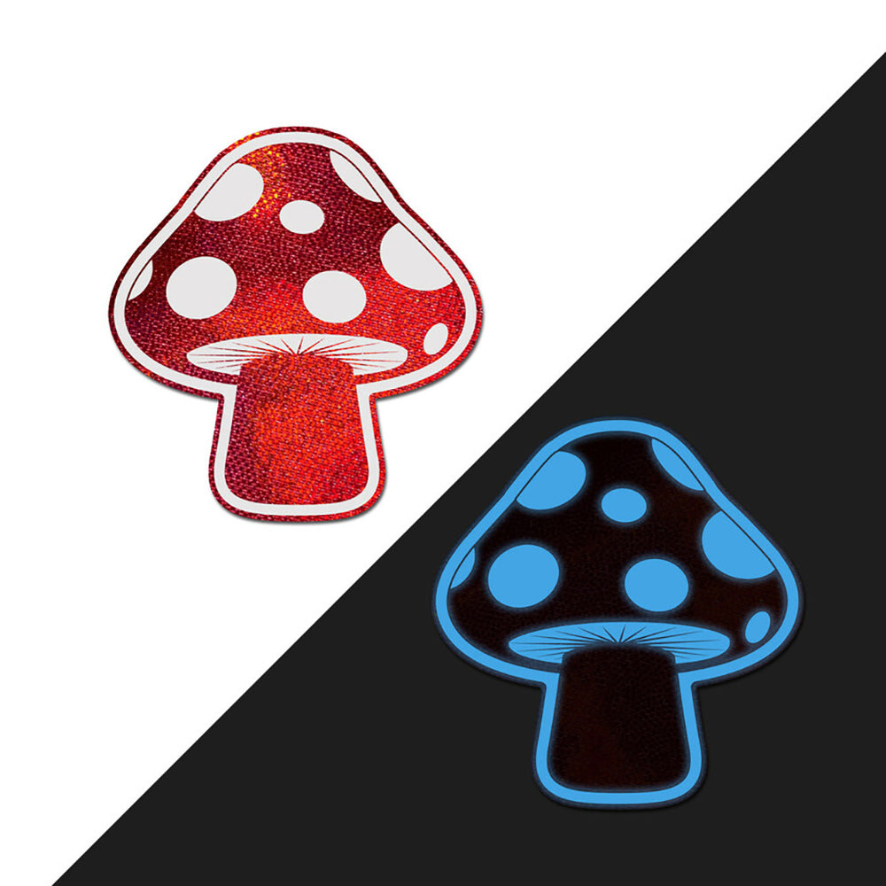 Pastease: Shiny Red & White Glow-in-the-Dark Shroom Pasties