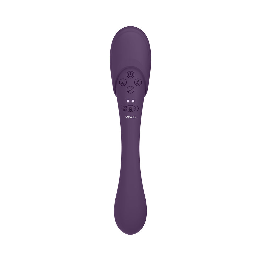 VIVE MIRAI Rechargeable Double Ended Pulse Wave & Air Wave Bendable Silicone Vibrator Purple - Fantasies Boutique