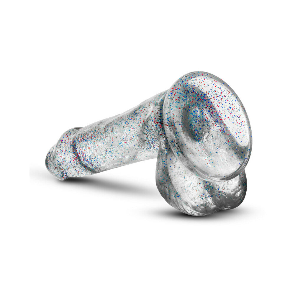 Naturally Yours 6 in. Glitter Cock Realistic Dildo with Balls Sparkling Clear - Fantasies Boutique