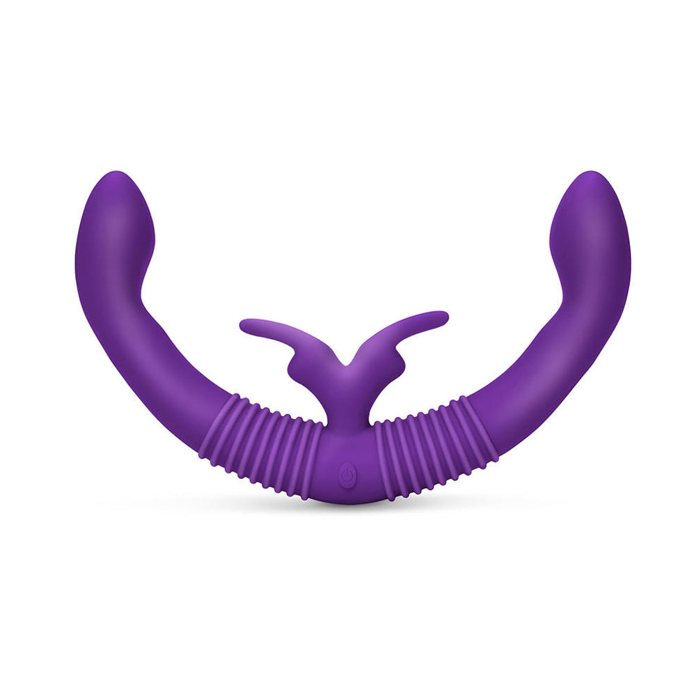Together Couples Toy Remote-Controlled Dual Ended Rabbit Vibrator Purple - Fantasies Boutique