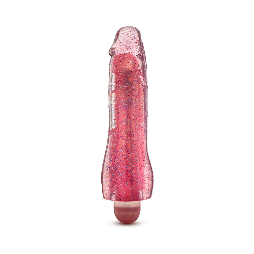 Blush Glow Dicks Molly Color Changing 8 in. Vibrating Dildo Glitter Pink - Fantasies Boutique