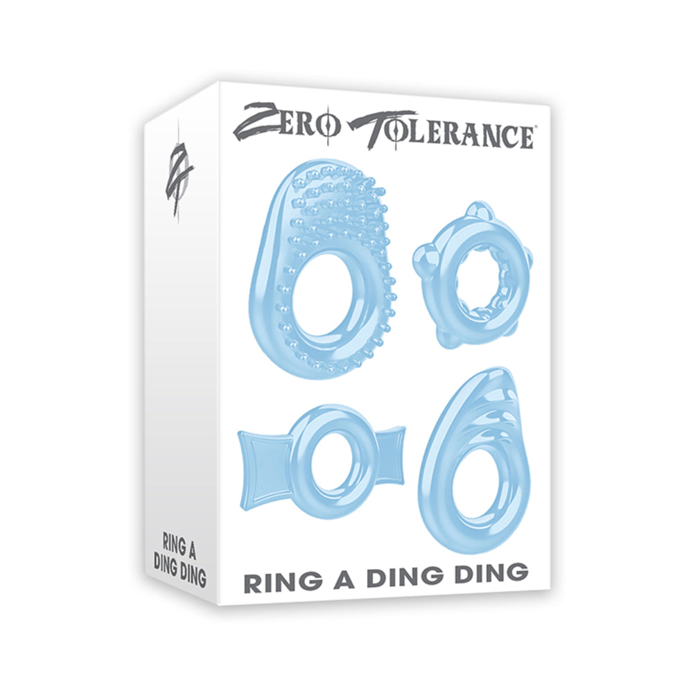 Zero Tolerance Ring A Ding Ding 4-Piece Cockring Set Blue - Fantasies Boutique