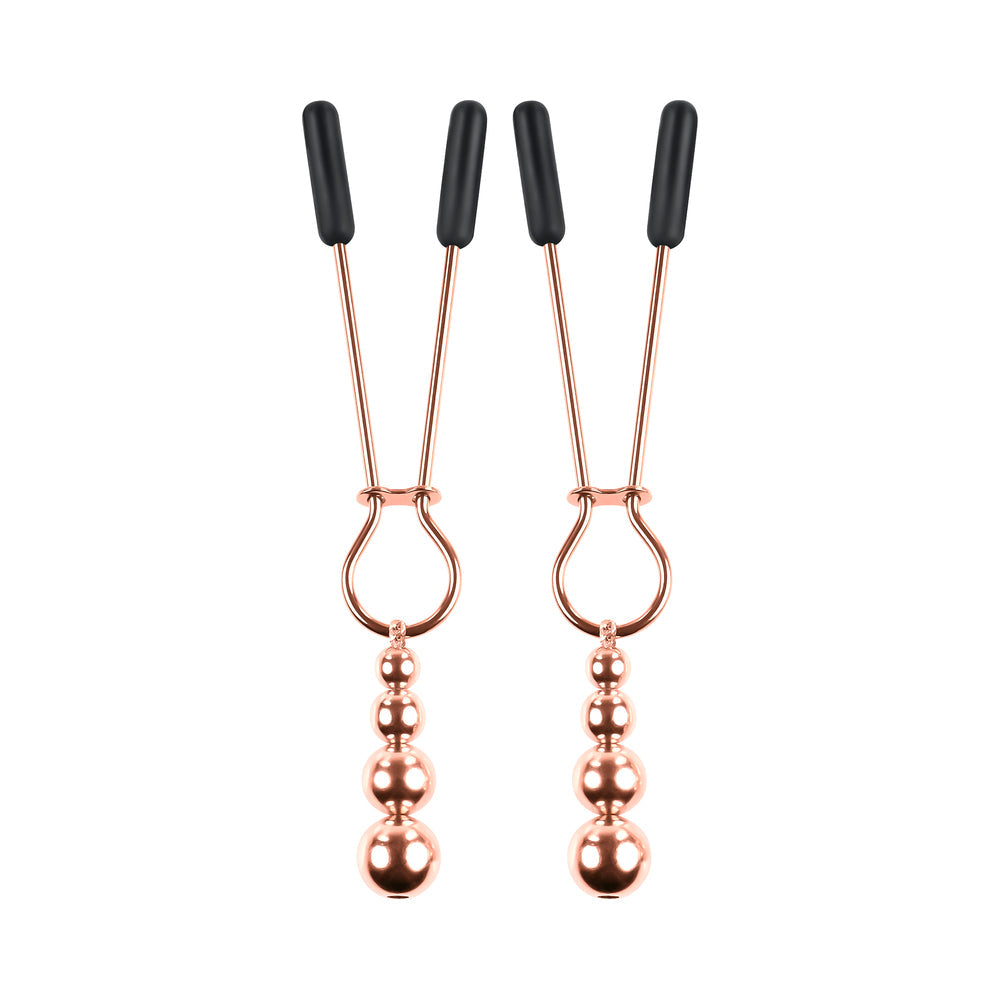 Selopa Beaded Nipple Clamps Stainless Steel Rose Gold - Fantasies Boutique
