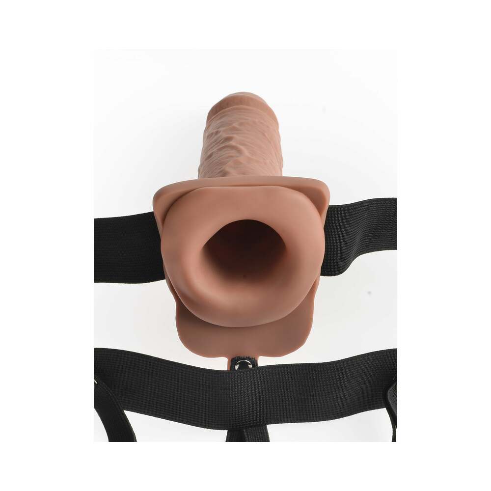 Fetish Fantasy Series Vibrating 7 in. Hollow Strap-On With Balls Tan/Black - Fantasies Boutique