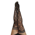 Kixies Elle Fishnet Diamond Thigh-High Black Size D - Fantasies Boutique