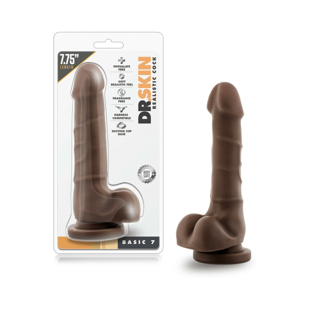 Dr. Skin Basic 7 Realistic 7.75 in. Dildo with Balls Brown - Fantasies Boutique