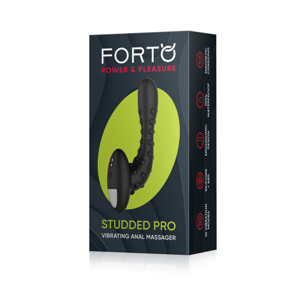 Forto Studded Pro Rechargeable Silicone Vibrating Anal Massager Black - Fantasies Boutique