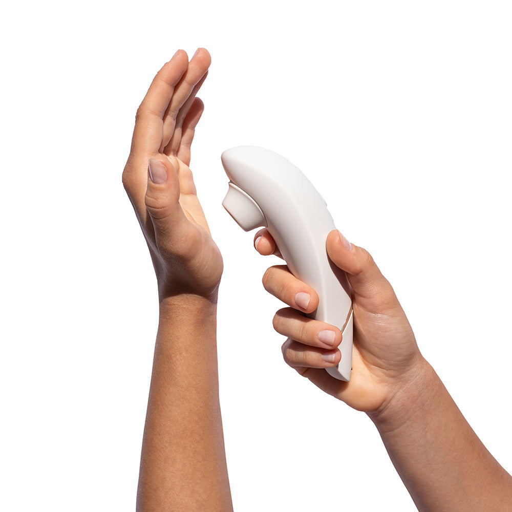 Womanizer Premium 2 Rechargeable Silicone Luxurious Pleasure Air Clitoral Stimulator Warm Gray - Fantasies Boutique