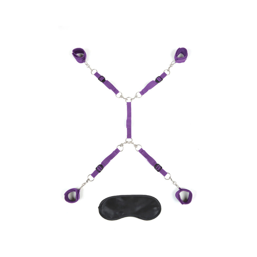 Lux Fetish 7-Piece Bed Spreader Playful Restraint System Purple - Fantasies Boutique