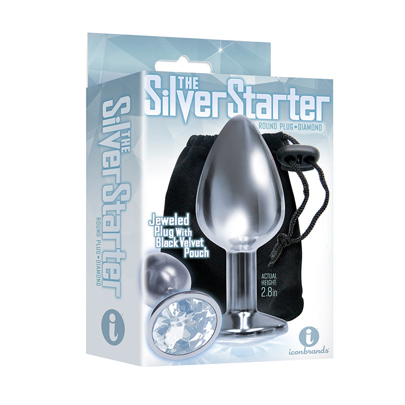 The 9's, The Silver Starter, Bejeweled Stainless Steel Plug, Diamond - Fantasies Boutique