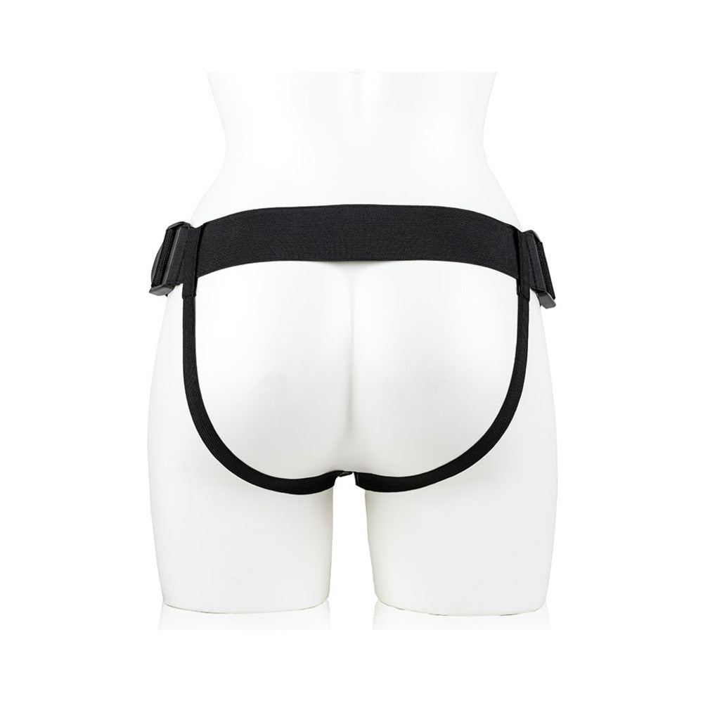 RealRock Realistic 9 in. Hollow Strap-On With Balls Black - Fantasies Boutique