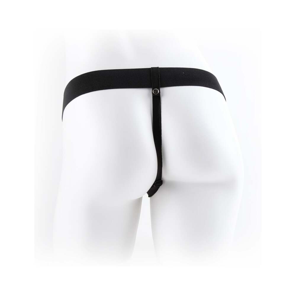 Fetish Fantasy Series 9 in. Vibrating Hollow Strap-On with Balls Beige/Black - Fantasies Boutique