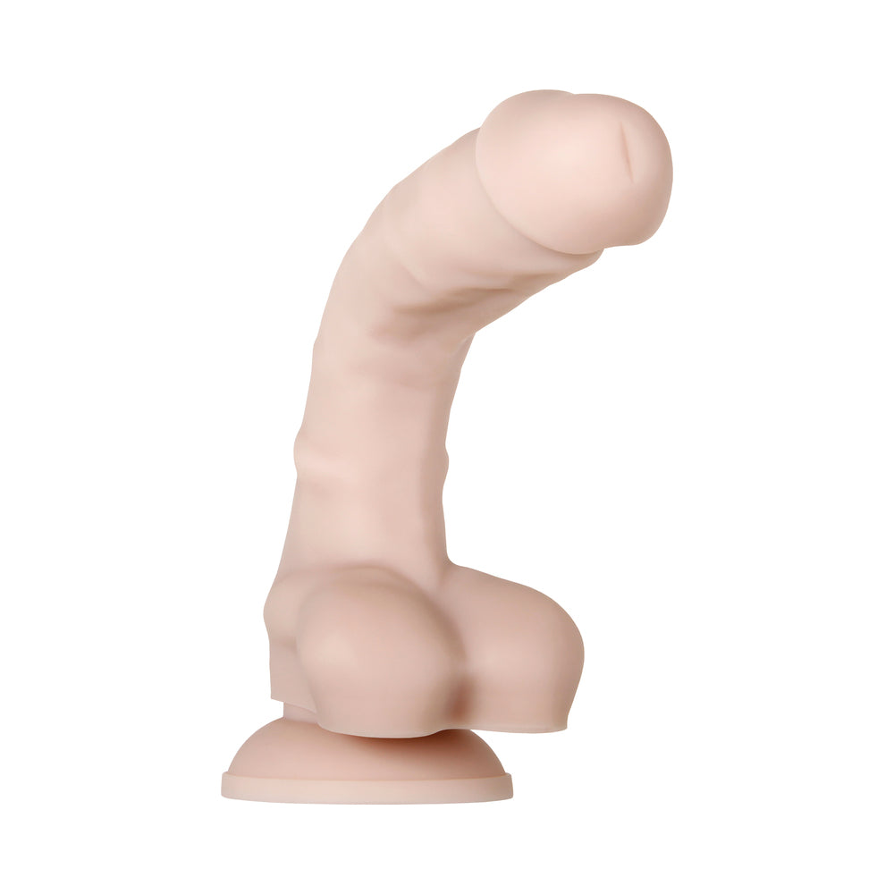 Evolved Real Supple Poseable 8.25 in. Realistic Silicone Dildo With Balls Beige - Fantasies Boutique