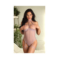 Fantasy Lingerie Tease Ronnie Caged Shelf Cup Teddy Pale Mauve M/L