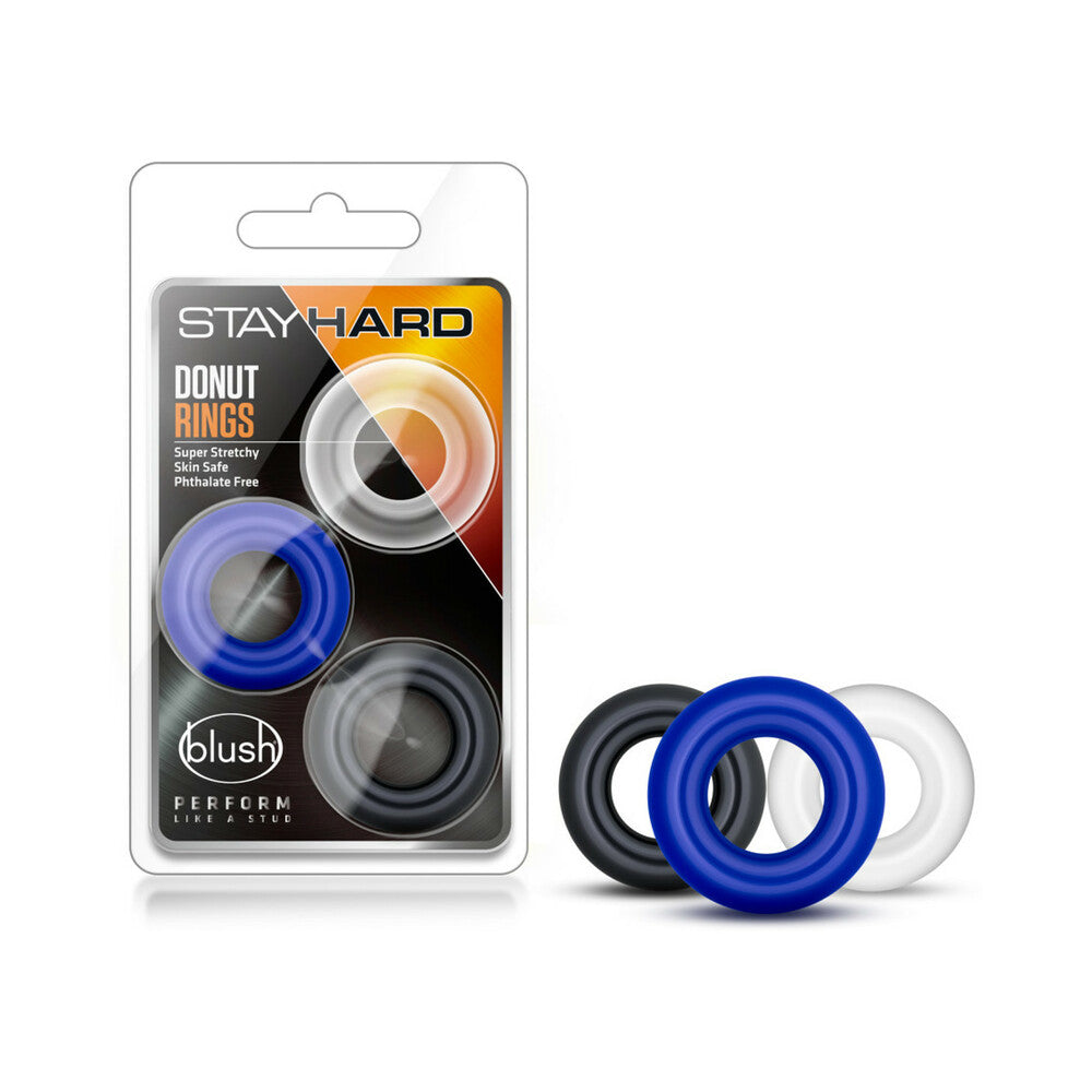 Stay Hard Donut Rings 3-Piece Cockring Set Assorted Colors - Fantasies Boutique