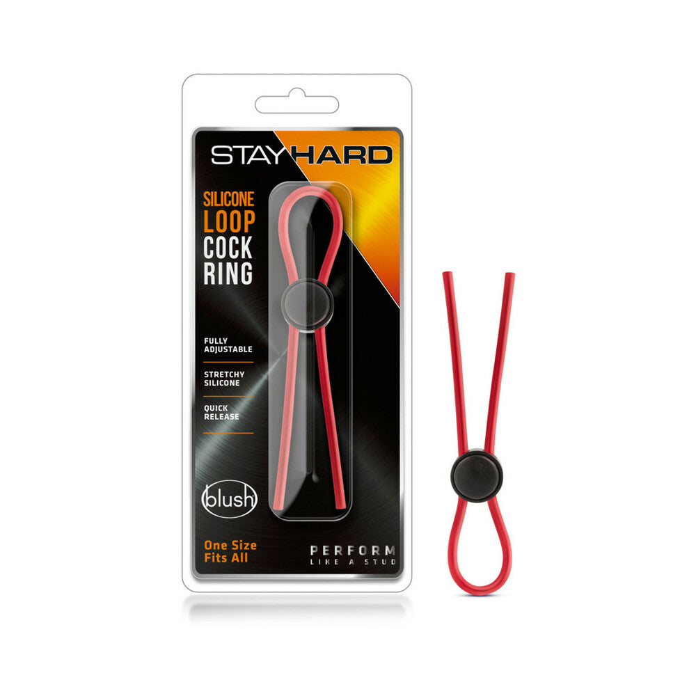 Stay Hard Silicone Loop Lasso/Bolo Cockring Red - Fantasies Boutique