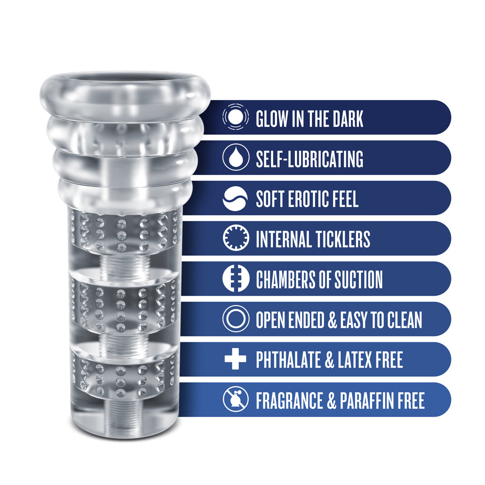 RIZE! Luz Glow in the Dark Self-Lubricating Stroker Clear - Fantasies Boutique