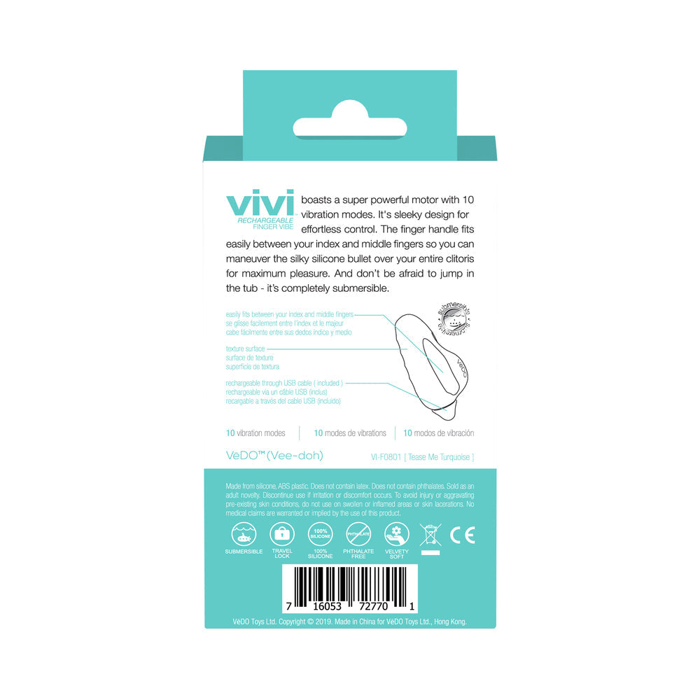 Vedo Vivi Rechargeable Finger Vibe Tease Me Turquoise