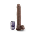 Au Naturel Daddy 14 in. Posable Dual Density Dildo with Balls Brown - Fantasies Boutique