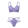 Magic Silk Sheer Passion Demi Bra & High Cut Tanga Very Peri Queen Size
