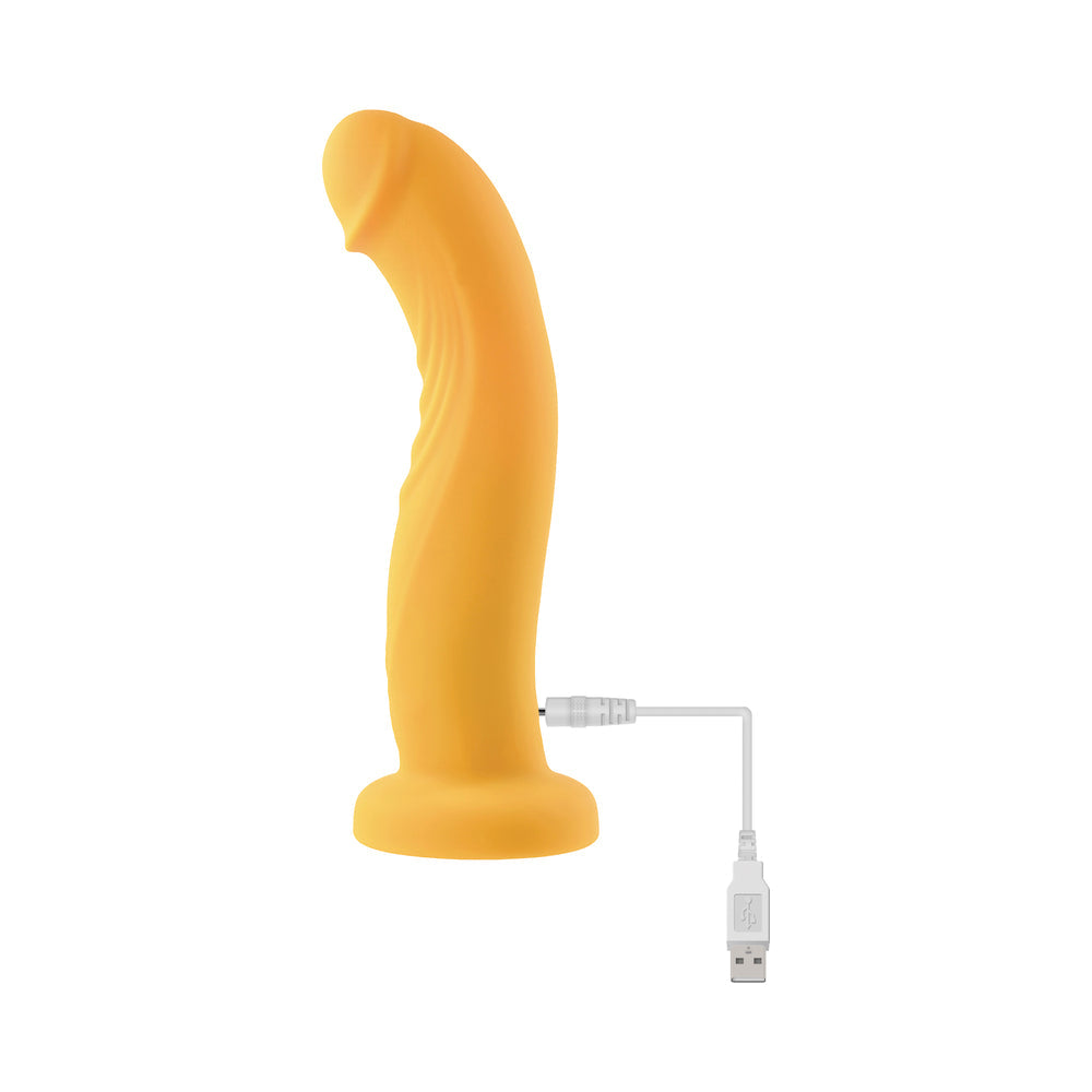 Gender X Sweet Embrace Vibrating 7 in. Dildo and Jock-Style Strap-On Harness Set Yellow/Black - Fantasies Boutique