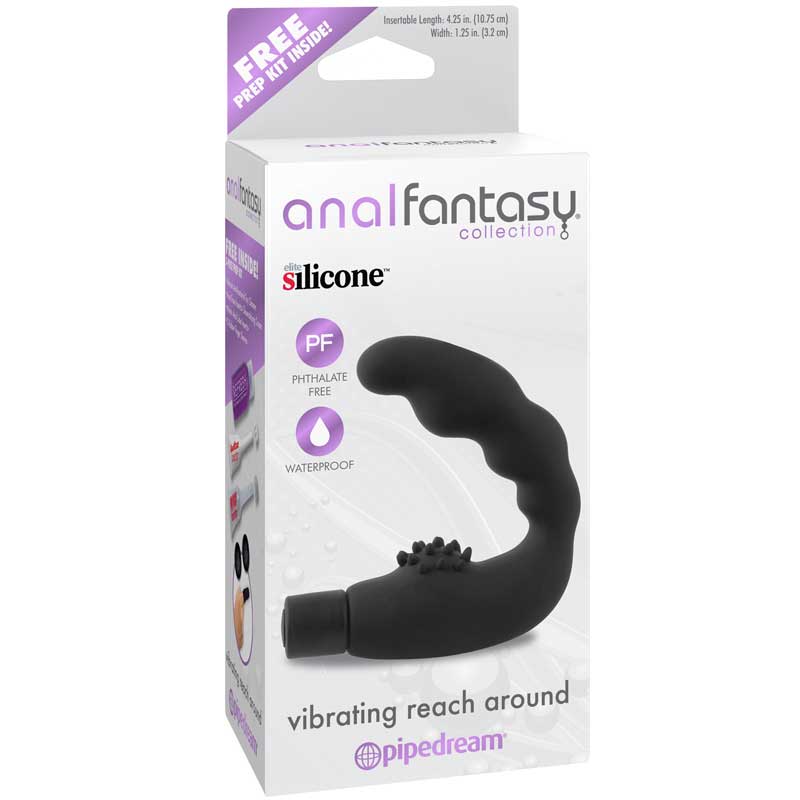 Pipedream Anal Fantasy Collection Silicone Vibrating Reach Around Prostate Massager Black - Fantasies Boutique