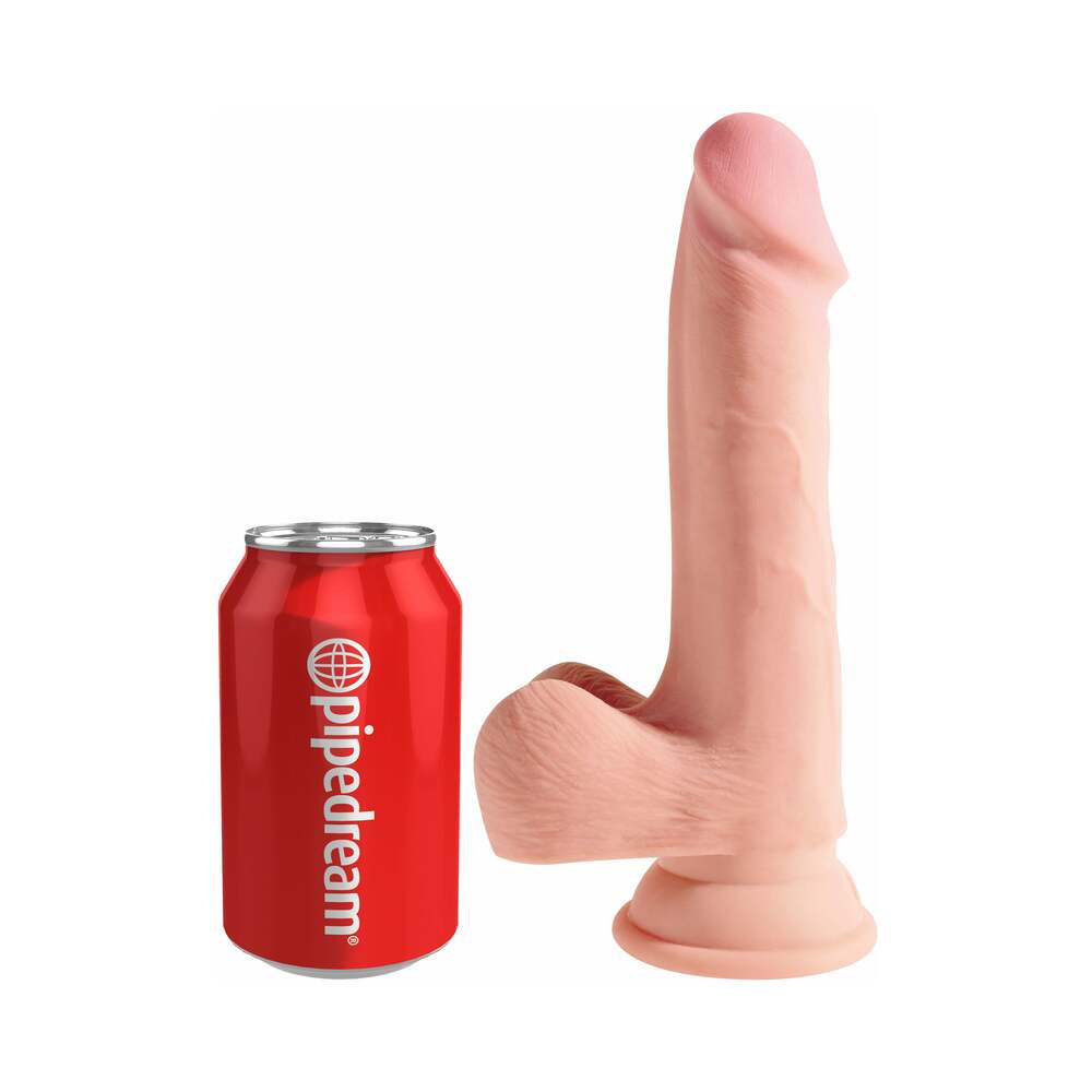 King Cock Plus 7.5 in. Triple Density Cock With Balls Realistic Suction Cup Dildo Beige - Fantasies Boutique